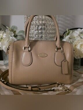 Coach Taupe Pebbled Leather Satchel with Strap